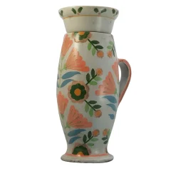 Armony Multicolor Ceramic Vase with Lid with Floral Design