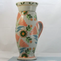 Armony Multicolor Ceramic Vase with Lid with Floral Design