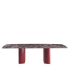 Arne Lepanto Marble And Red Legs Dining Table by Roberto Lazzeroni