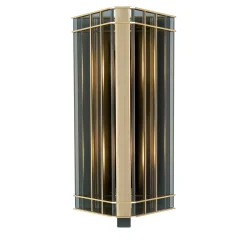Art Deco Black Metal & Glass Wall Sconce