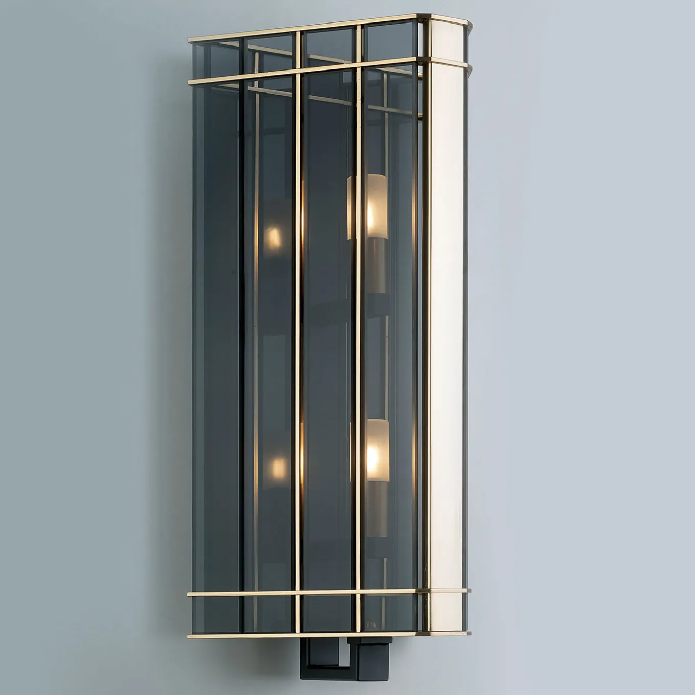 Art Deco Black Metal & Glass Wall Sconce