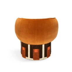 Art Deco Cognac Velvet Pirouette Cleo Swivel Armchair