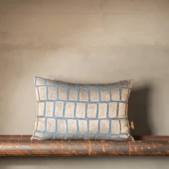 Asplenio Rectangular Patterned Blue & Beige Cushion