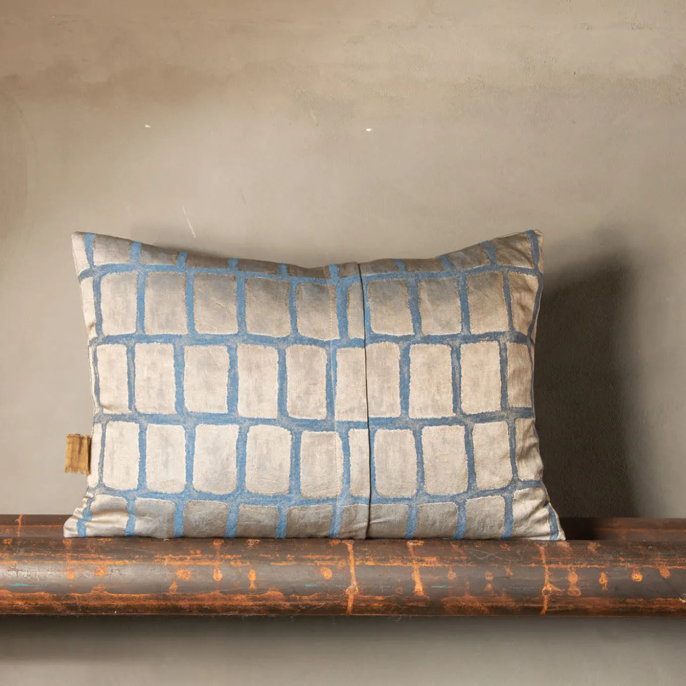Asplenio Rectangular Patterned Blue & Beige Cushion