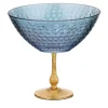 Astra Blue & Gold Leaf Pedestal Bowl