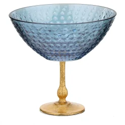 Astra Blue & Gold Leaf Pedestal Bowl