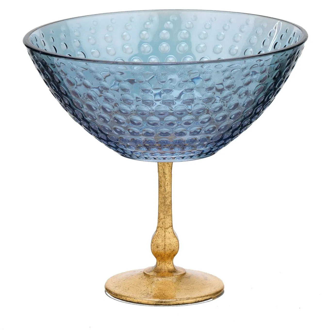 Astra Blue & Gold Leaf Pedestal Bowl