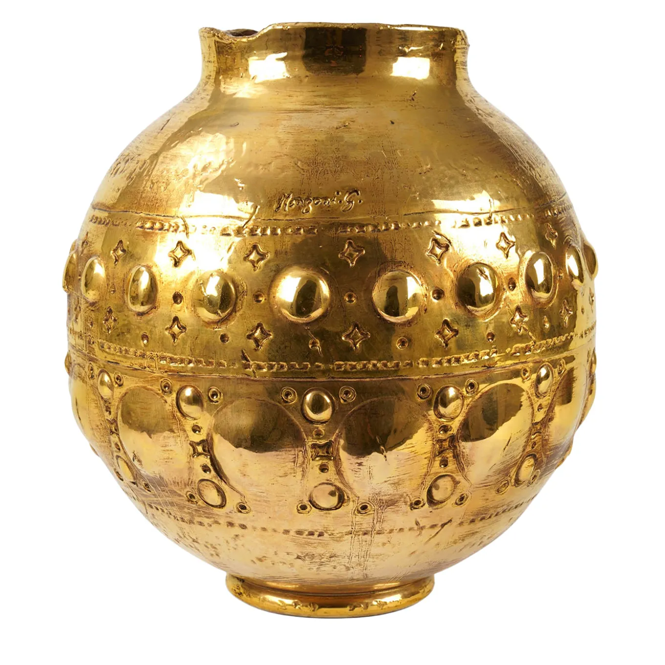 Astra gold Ceramic Vase by Gabriele Mengoni