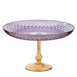 Astra Purple & Gold Leaf Pedestal Centerpiece bowl