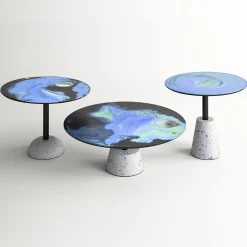 Astraliti Round Cool-Toned Metal Side Table #1