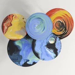 Astraliti Round Cool-Toned Metal Side Table #1