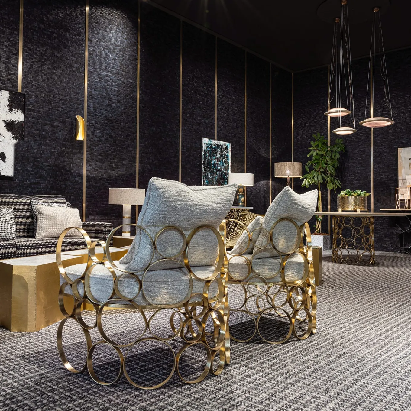 Astro Gold Brass Armchair by Galleria Flair Firenze