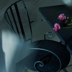 Attonita Wrought Iron Slate-Blue Chair With Armrests