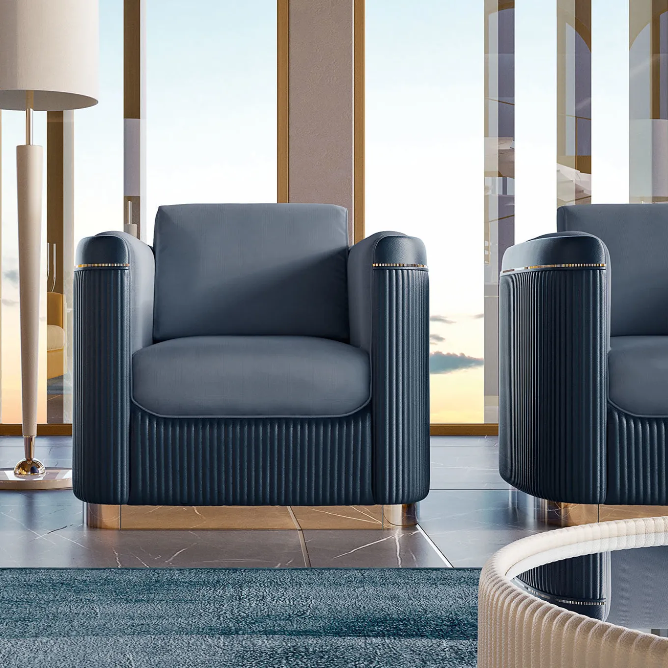 Augusta Cerulean Armchair