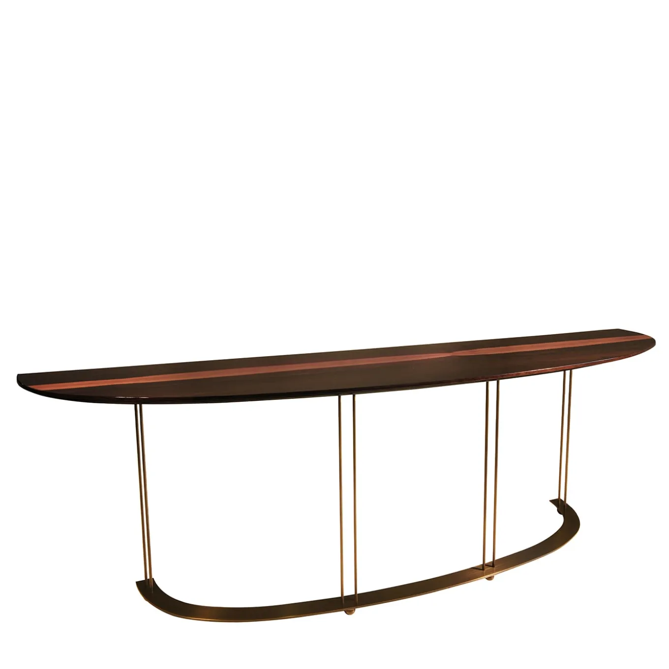 Aureola brown ebony wood and bronze console