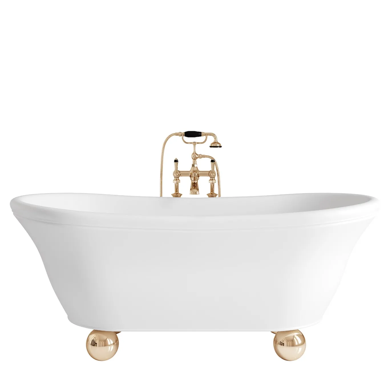 Aurora Bijoux White with Gold Sphere Feet Bathtub