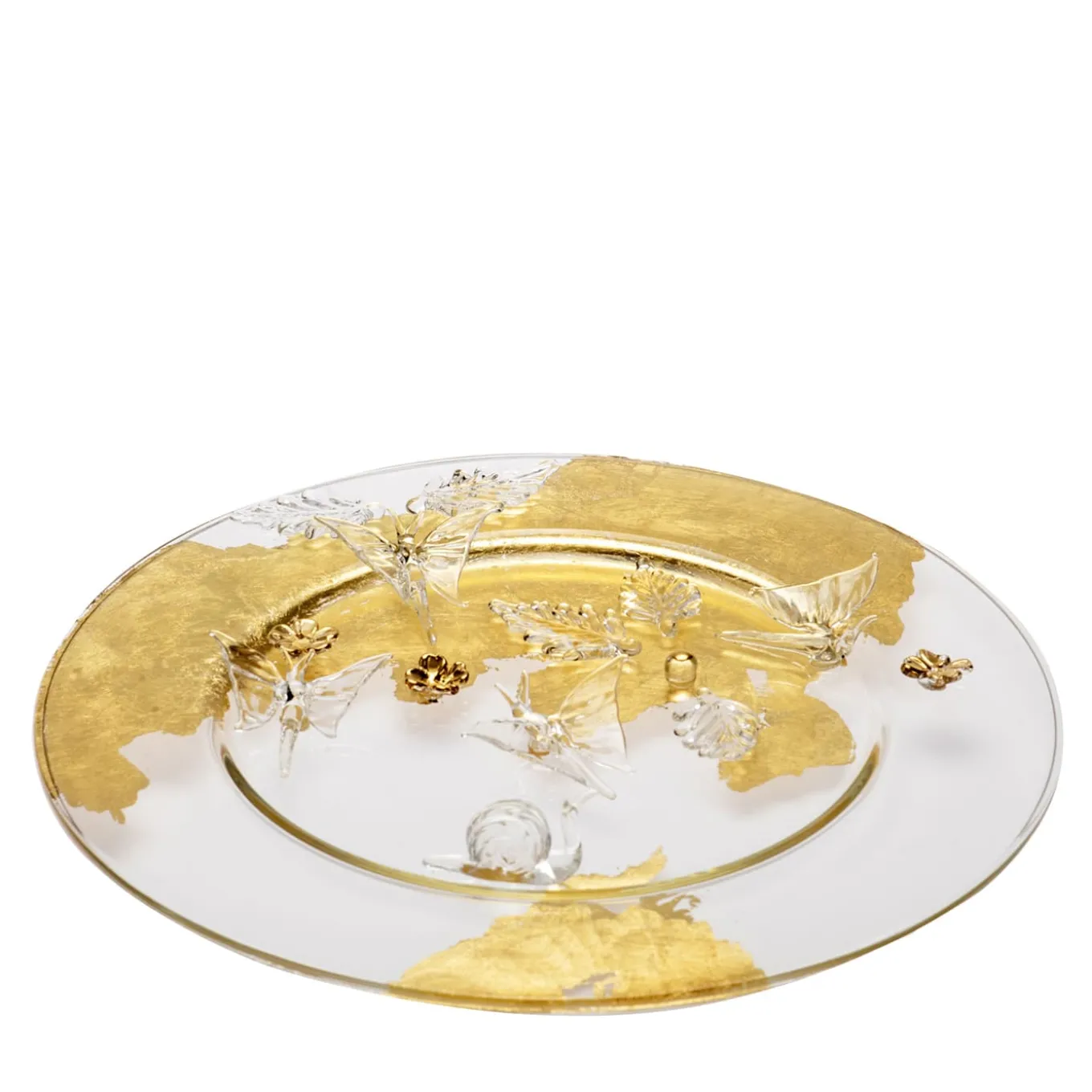 Aurora Butterfly Gold Glass Decorative Dinner Plate