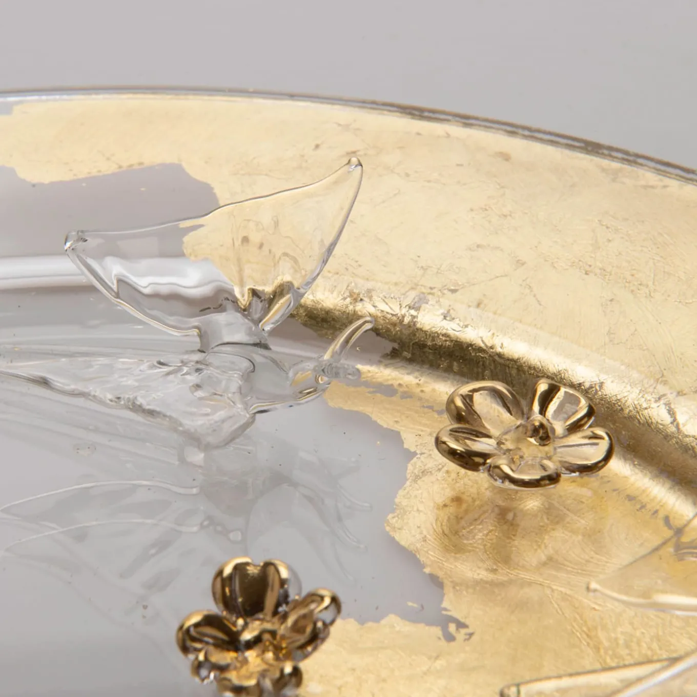 Aurora Butterfly Gold Glass Decorative Dinner Plate