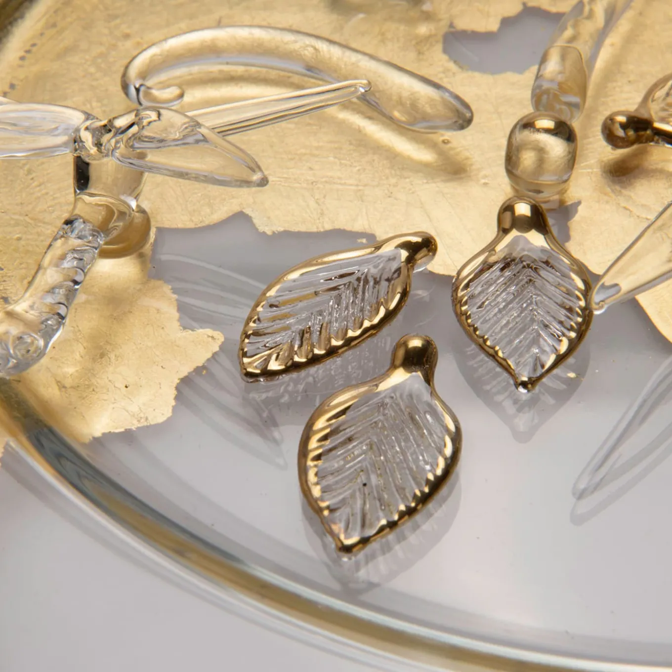 Aurora Dragonfly Gold Glass Decorative Dinner Plate