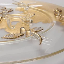 Aurora Dragonfly Gold Glass Decorative Dinner Plate