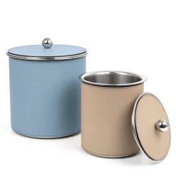 Axel Beige Leather Ice Bucket