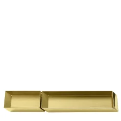 Axonometry Pen & Cards Brass Tray Set by Elisa Giovannoni