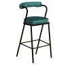 Baba Black Steel & Blue Velvet Cushion Bar Stool by Serena Confalonieri