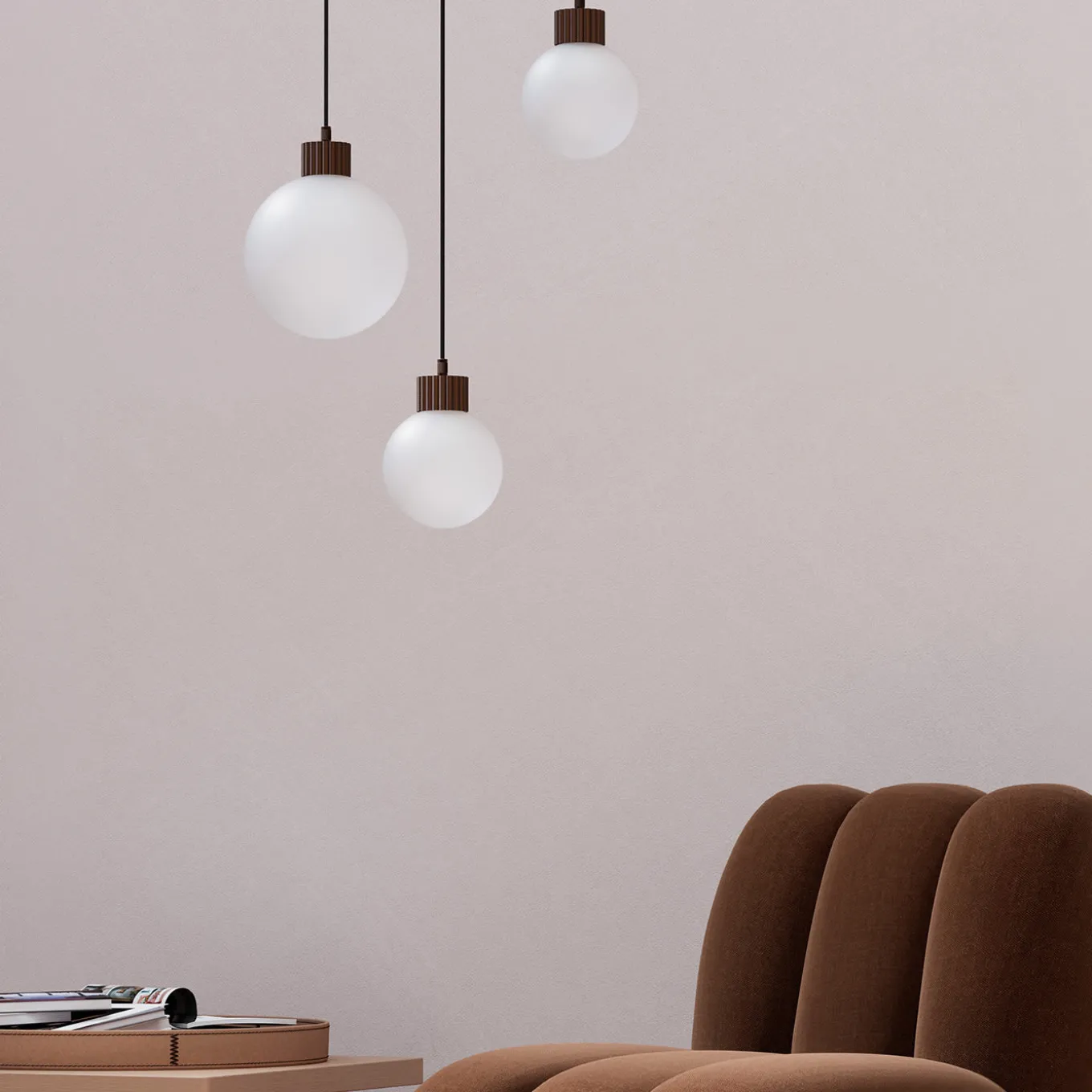Baleta Satin Glass & Burnished Brass Pendant Lamp by Isacco Brioschi