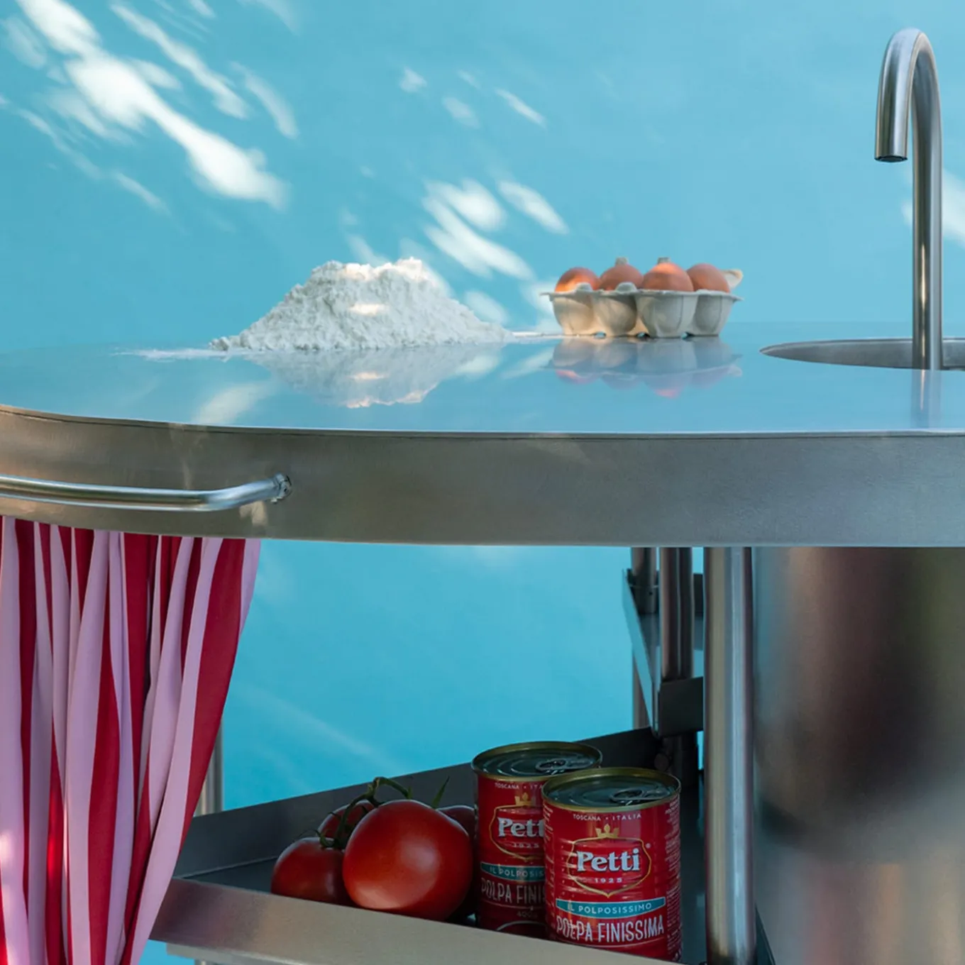 Ballerina Steel Modular Kitchen With Sink And Curtain