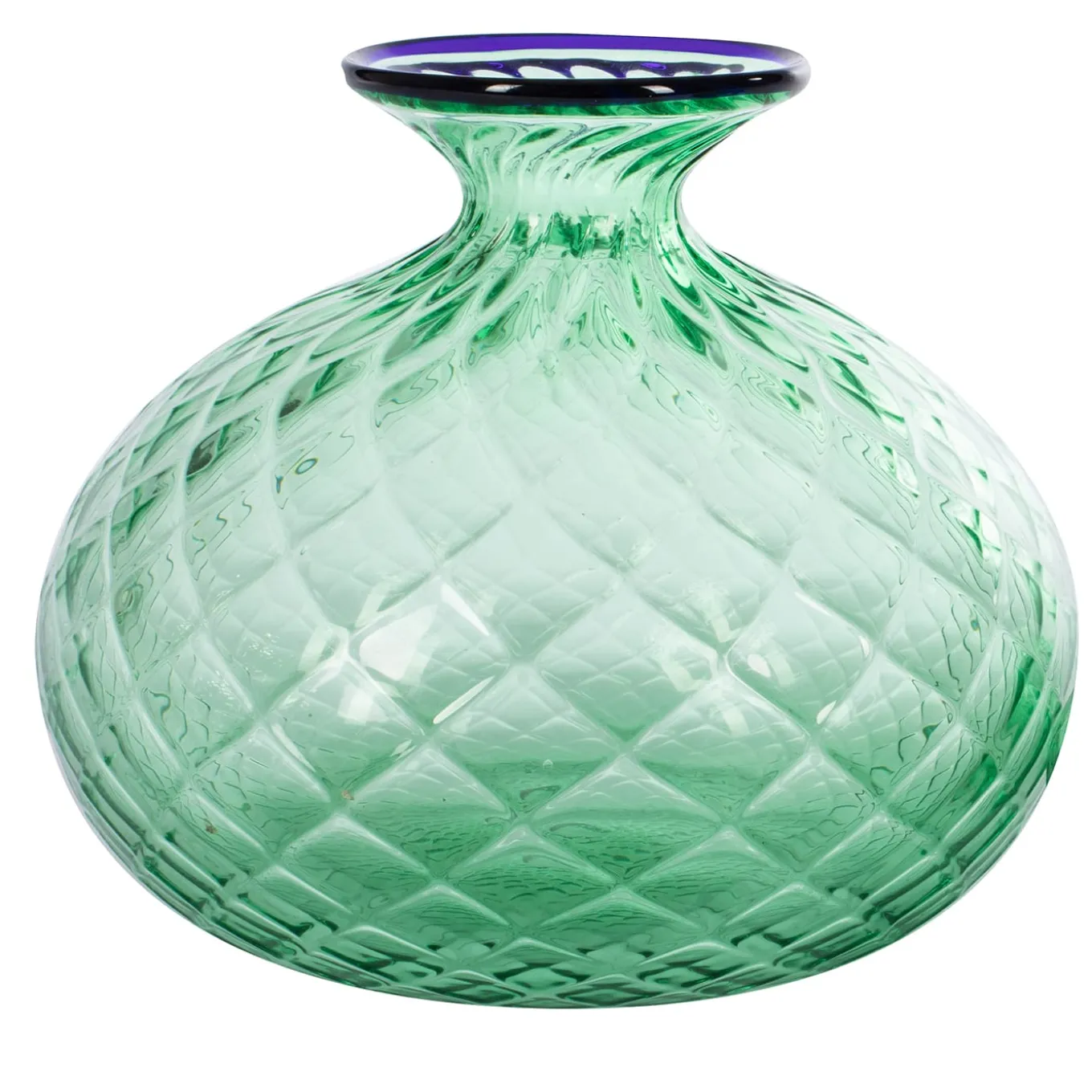 Balloton Green Vase with Blue Rim