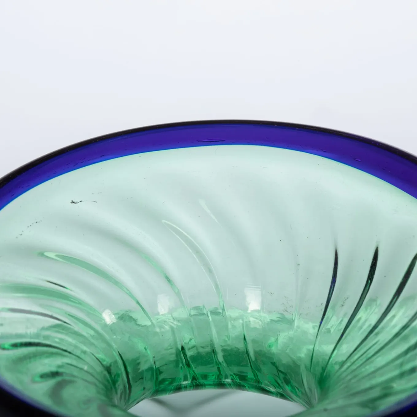 Balloton Green Vase with Blue Rim