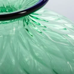 Balloton Green Vase with Blue Rim