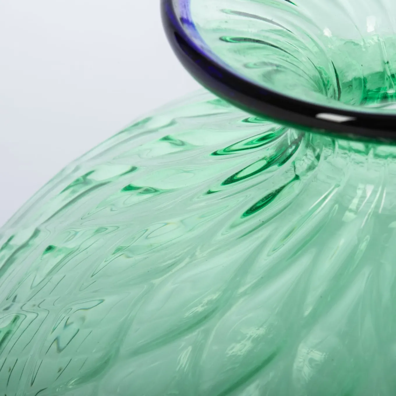 Balloton Green Vase with Blue Rim