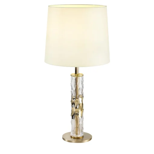 Bamboo Gold Glass Table Lamp with Ivory Shade
