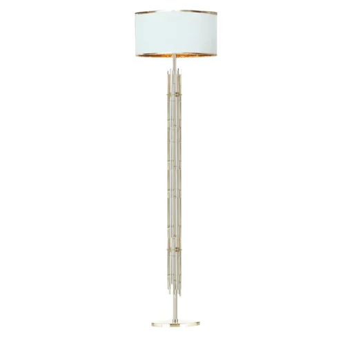Bamboo Transparent Glass & Brass Floor Lamp