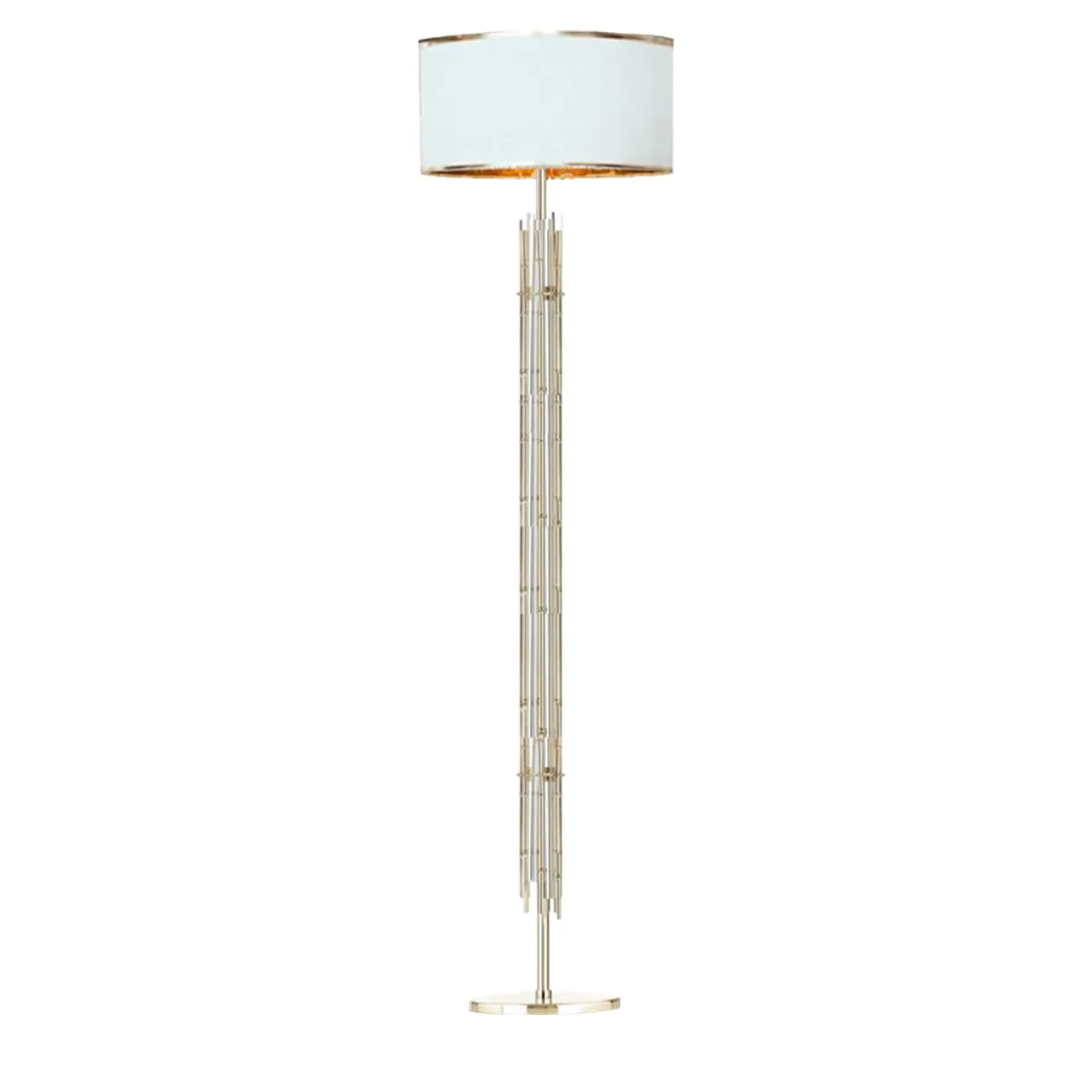 Bamboo Transparent Glass & Brass Floor Lamp