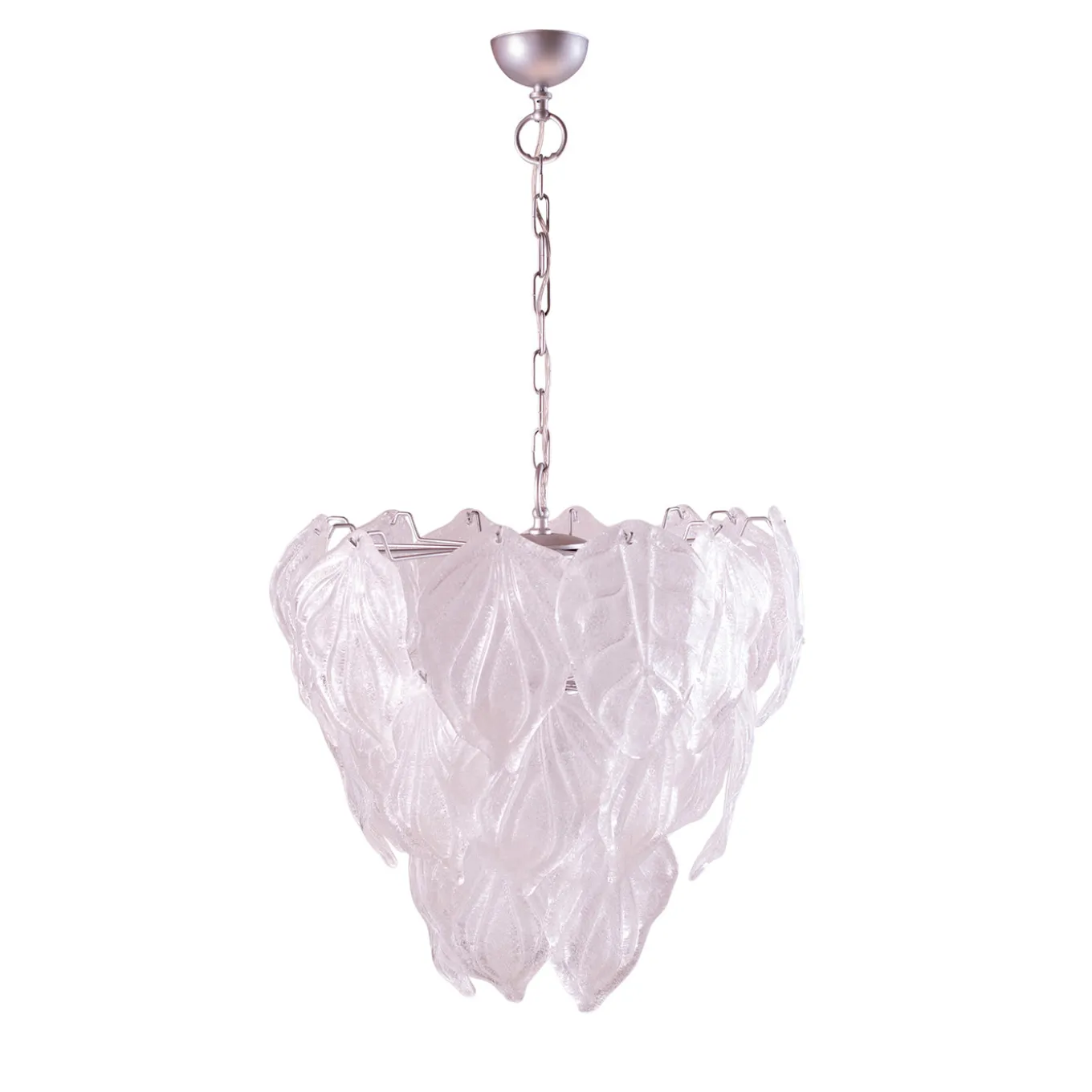 BANANA LEAVES Silver Glass Leaf Chandelier by Luca Bussacchini