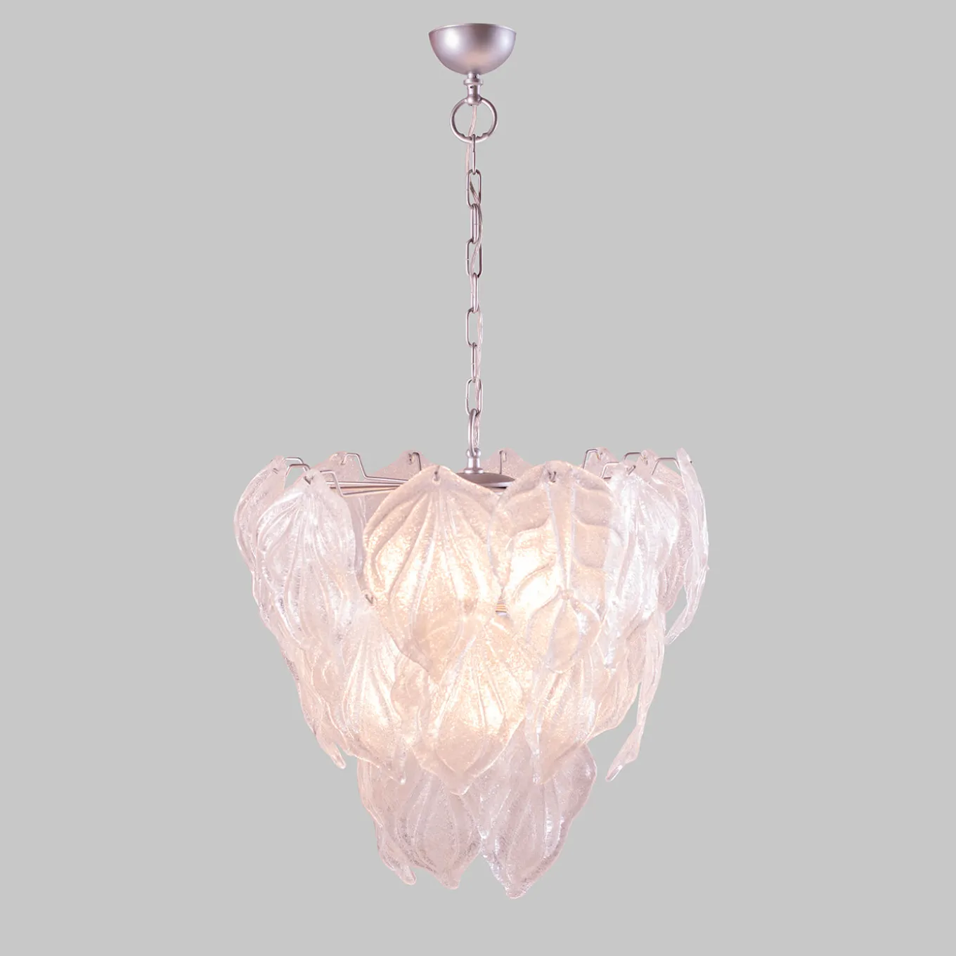 BANANA LEAVES Silver Glass Leaf Chandelier by Luca Bussacchini