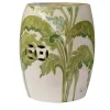 Banana Tree Leaves Ceramic Pouf with Fretworks