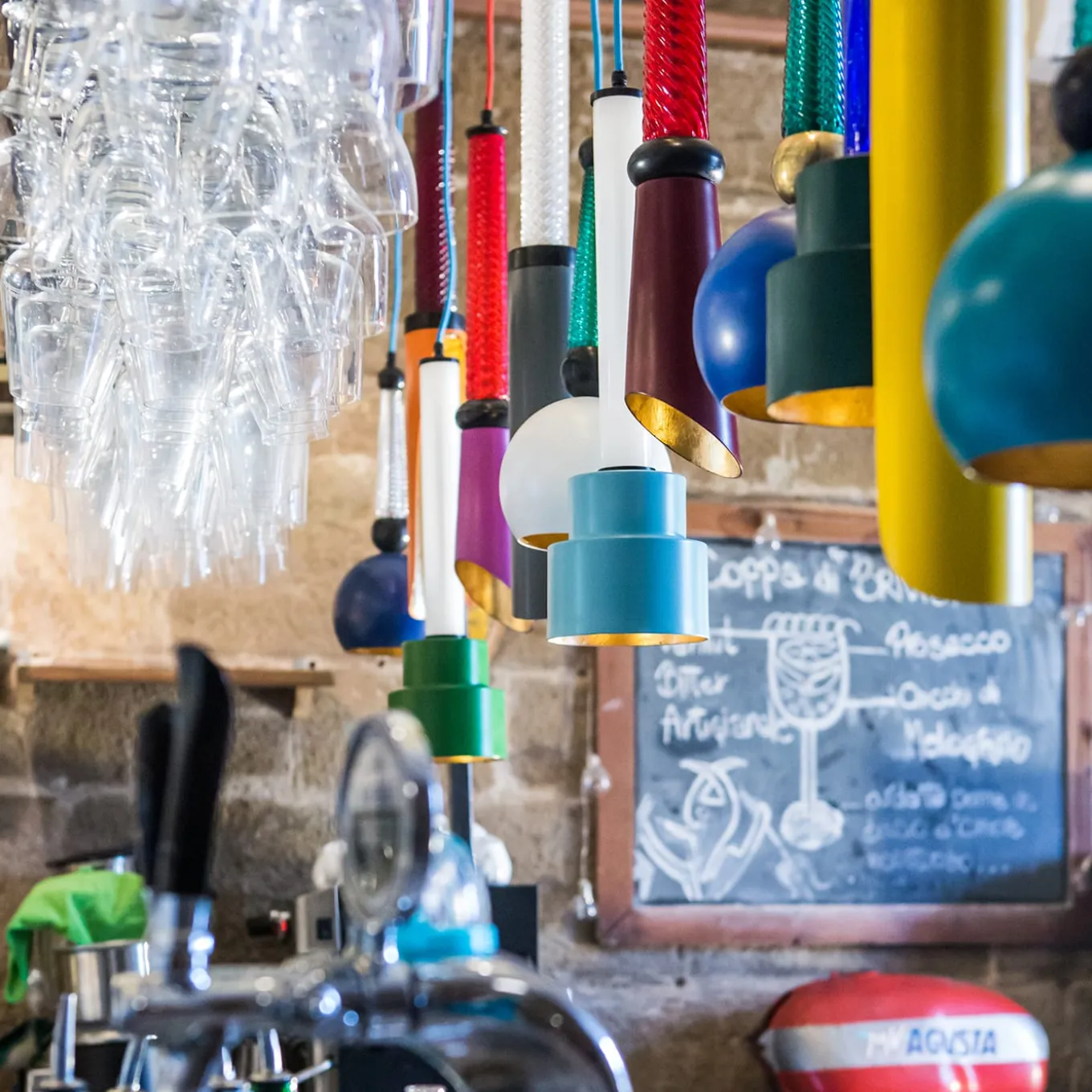 B'Anthology N. 3 Burgundy and Gold Leaf Pendant Lamp