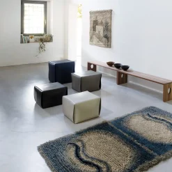 Bao Dark Leather Pouf by Viola Tonucci