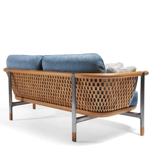 Basket Light Blue Fabric And Wood Outdoor Sofa