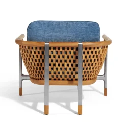 Basket Light Blue Fabric And Wood Outdoor Armchair
