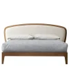 Battlò Bed in Canaletto Walnut Wood With Linen Upholstery