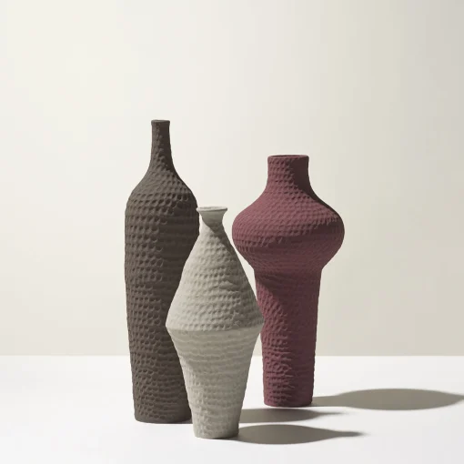 Battuti Light Gray Rhomboidal Vase by Andrea Anastasio