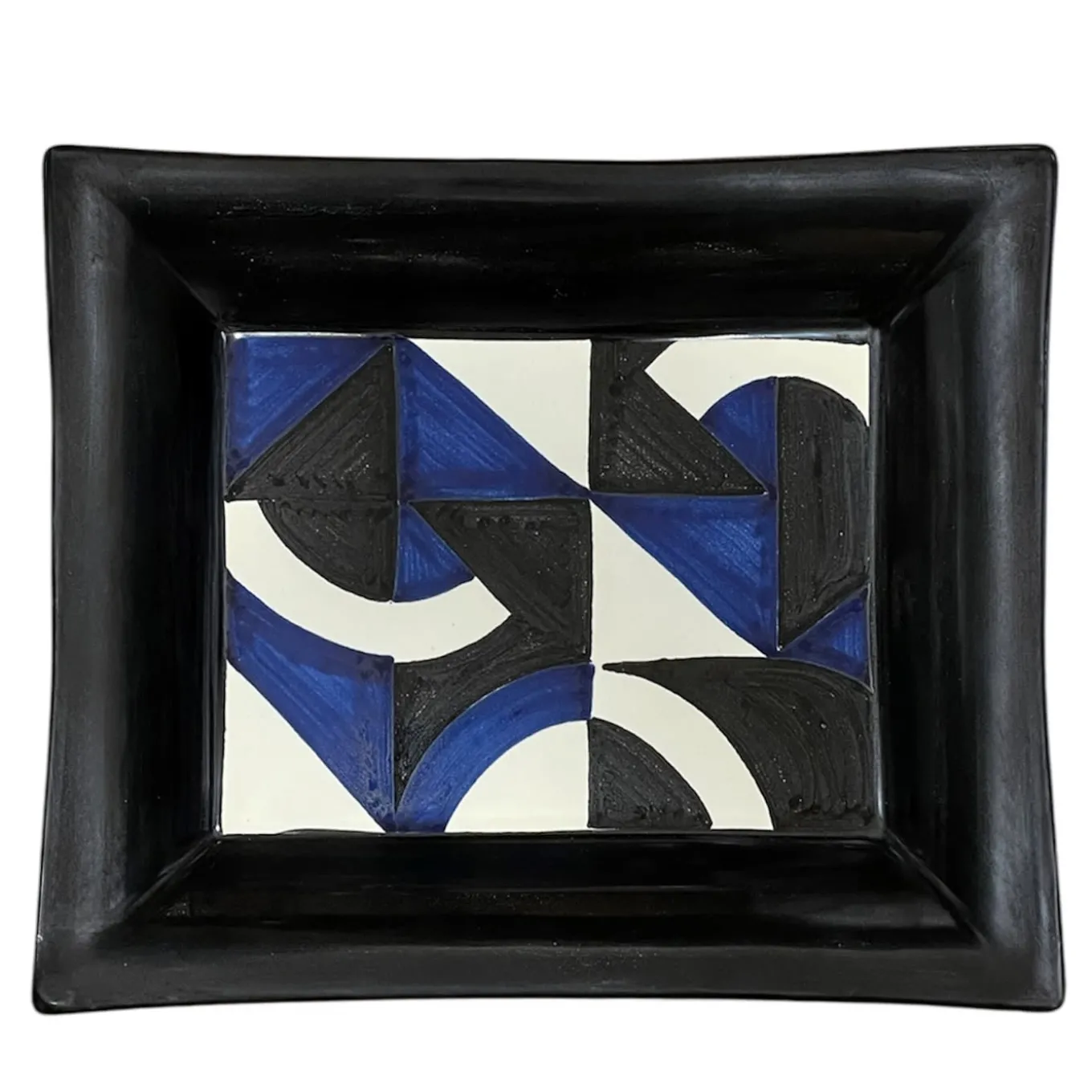 Bauhaus Blue Ceramic Pocket Tray by Benedetto Longobardi