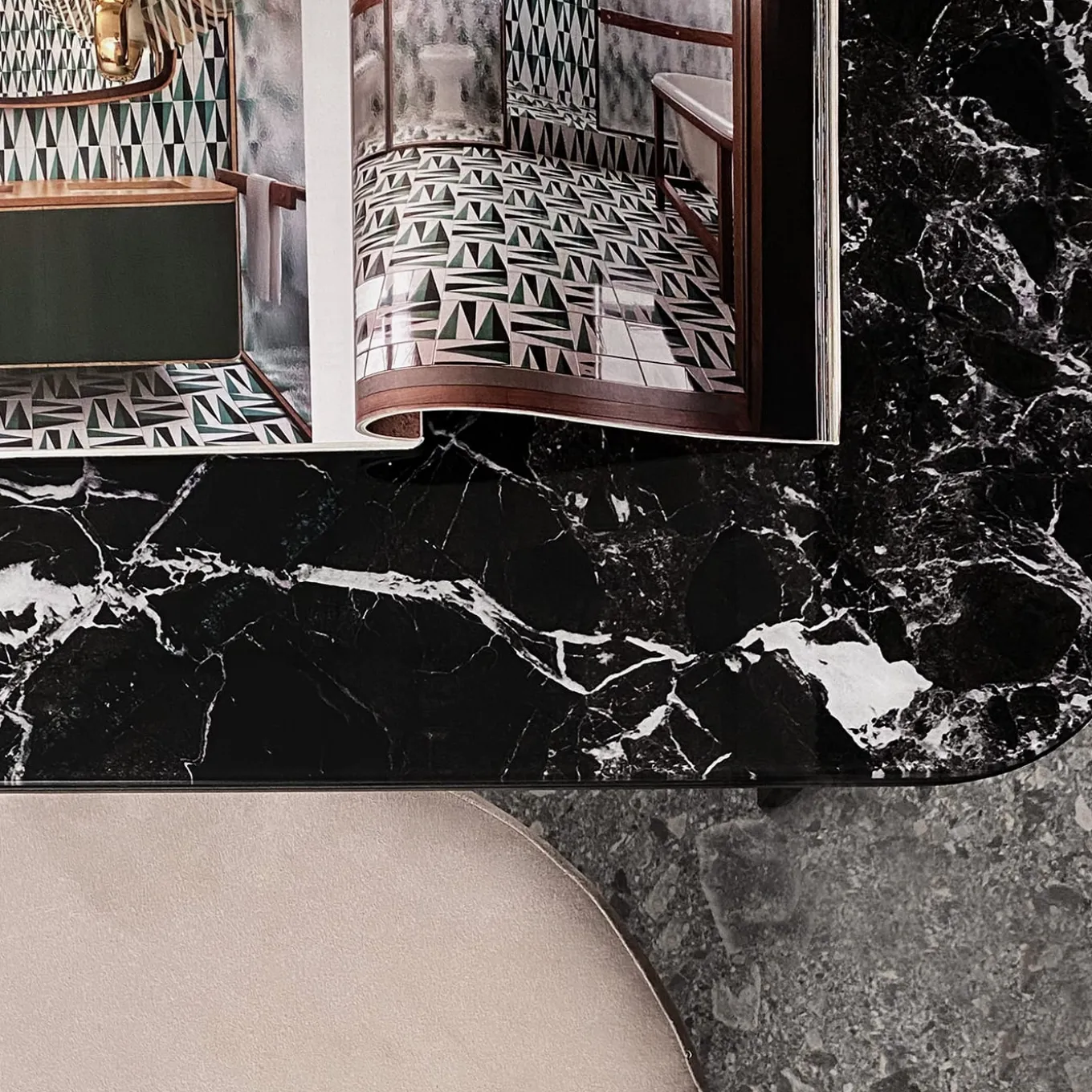 Bavero Breccia Imperiale Marble-Effect & Oak Writing Desk