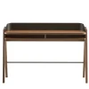 Bavero Cognac Leather Desk with Walnut Legs