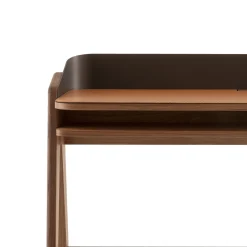 Bavero Cognac Leather Desk with Walnut Legs