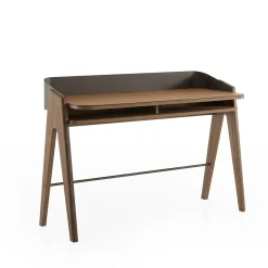 Bavero Cognac Leather Desk with Walnut Legs